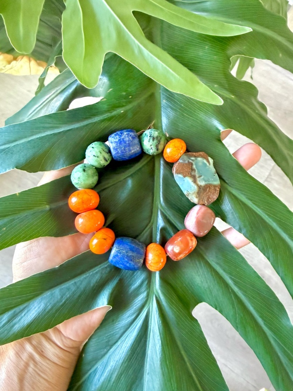 Chrysoprase• Howlite• Ruby on Fuchsite• Lapis Lazuli• Agate• Amazonite Bracelet